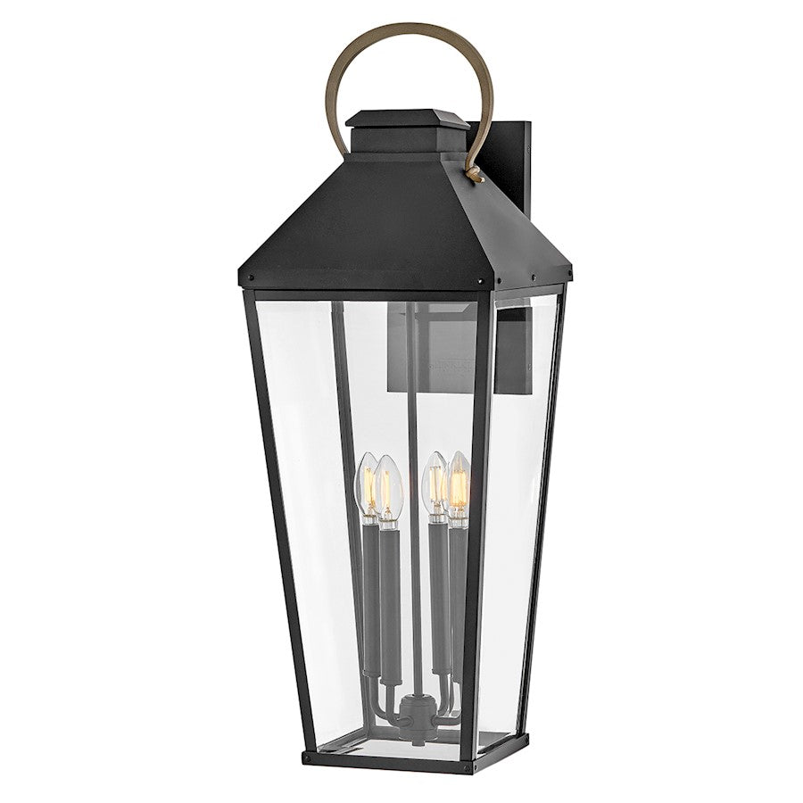 Hinkley Lighting Dawson 4 Light 13" Outdoor Wall Mount Lantern, Black - 17509BK