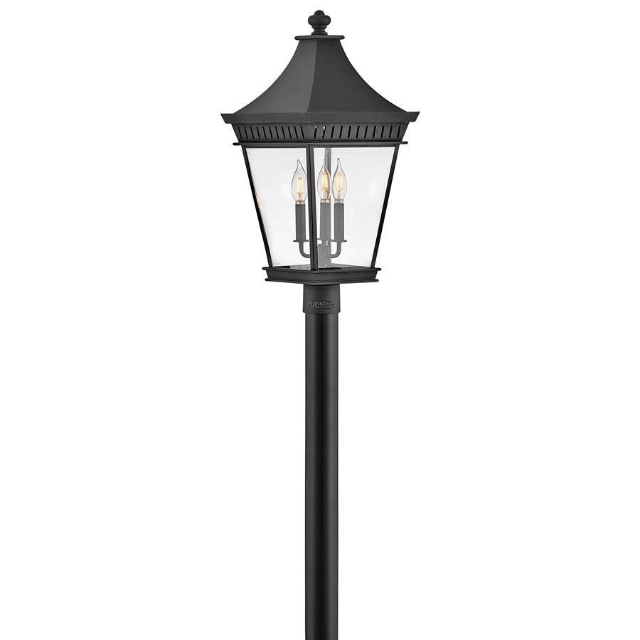 Hinkley Lighting Chapel Hill 3Lt Outdoor Post Mount, Black/Clear - 27091MB