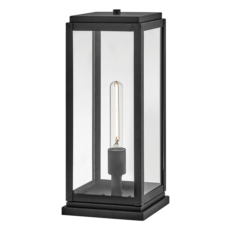 Hinkley Lighting Max 1 Light Outdoor 8" Pier Mount, Black/Clear - 28857BK