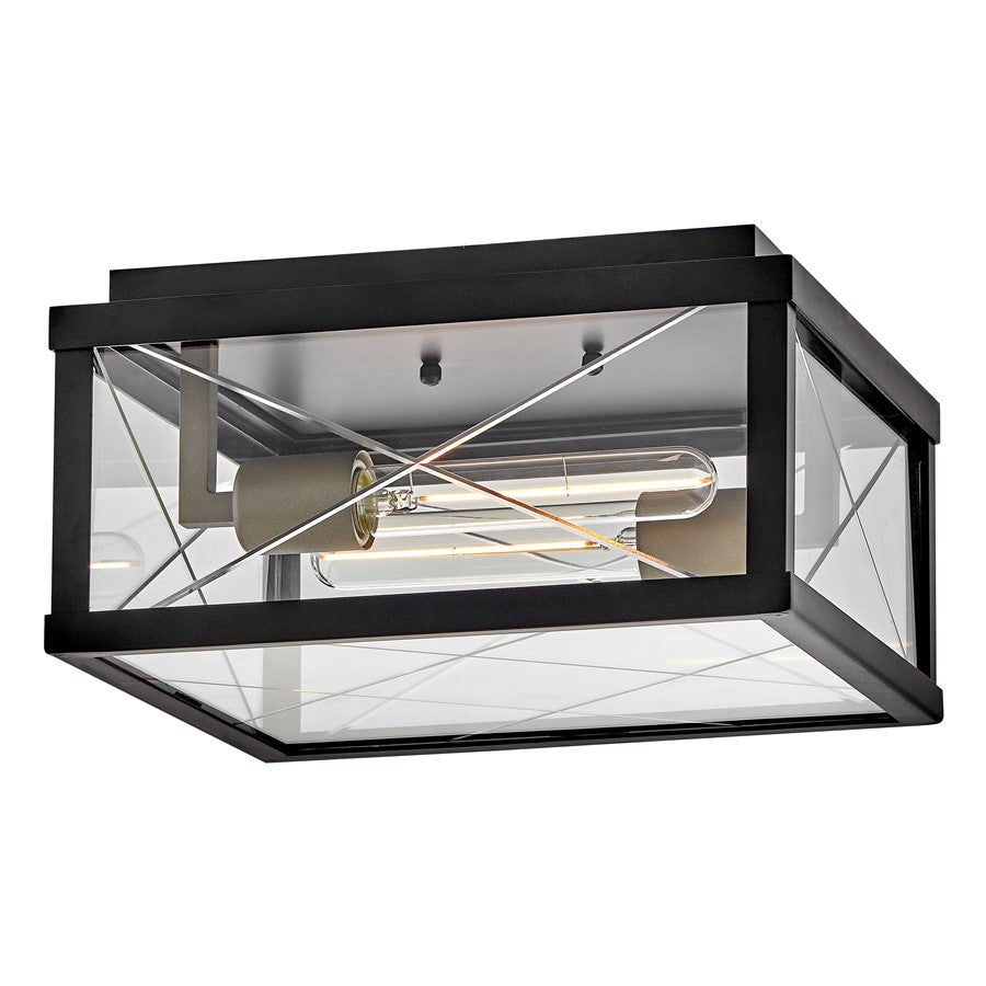 Hinkley Lighting Monte 2Lt Outdoor Flush Mount, Black/Clear - 28881BK