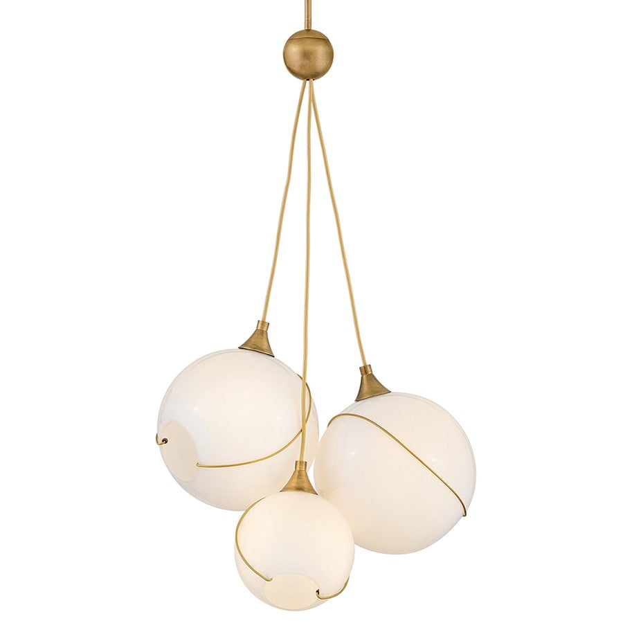 Hinkley Lighting Skye 3 Light Pendant, Heritage Brass/Cased Opal - 30304HBR-CO