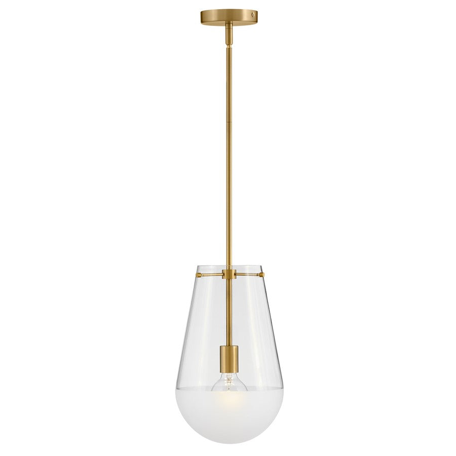 Hinkley Lighting Beck 1Lt Pendant, Lacquered Brass/Clear/Etch-Dipped - 32087LCB