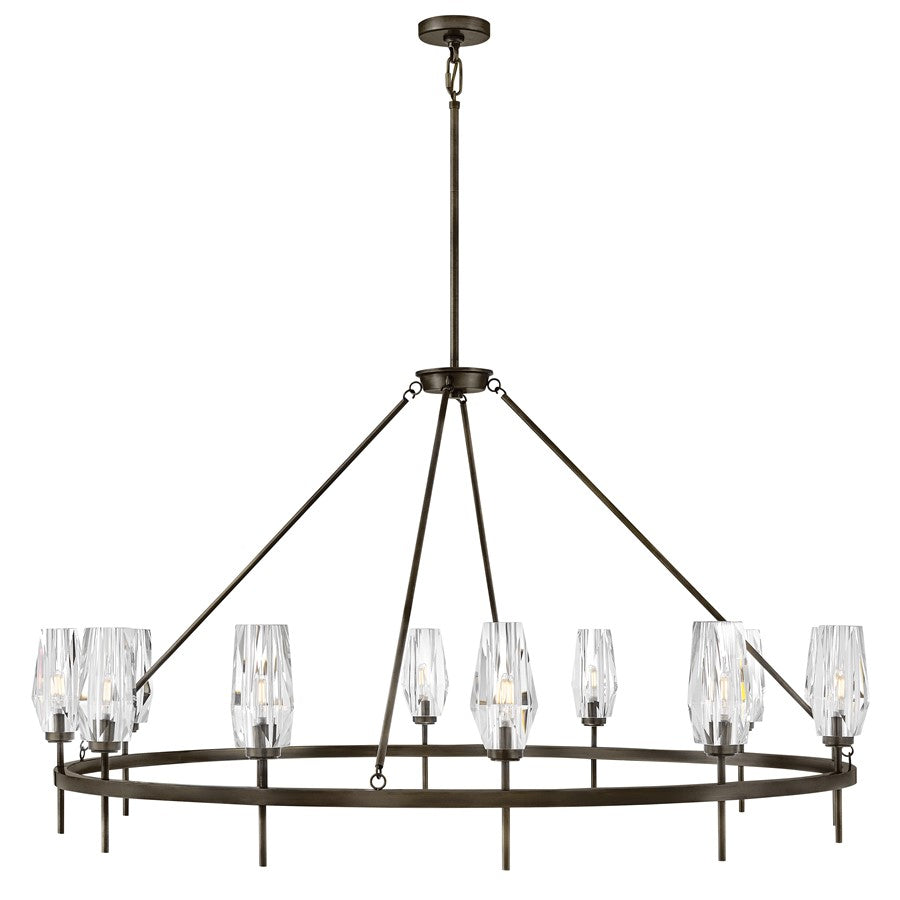 Hinkley Ana 12Lt Chandelier, Black Oxide/Faceted Clear Crystal - 38259BX