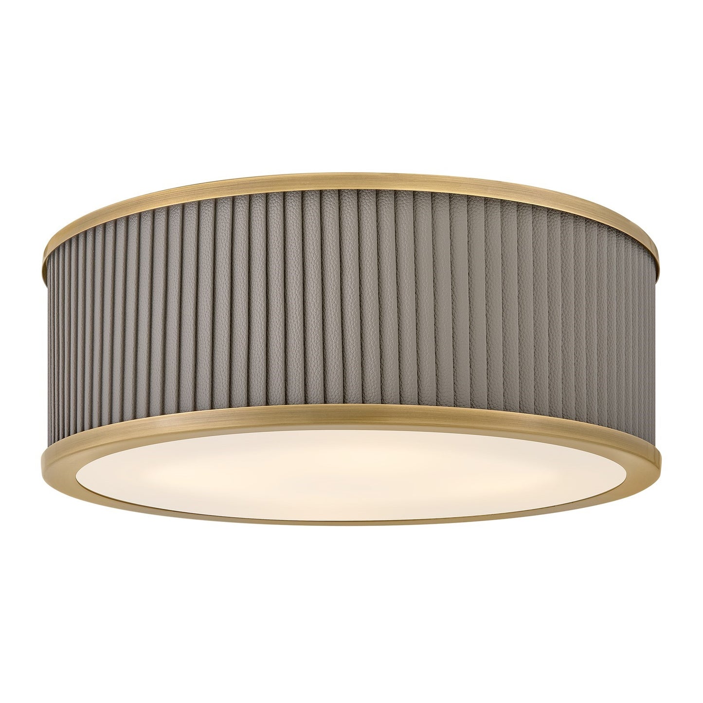 Hinkley Arden 17in 3-Light Flush Mount | Traditional Heritage Brass Steel and Pleated Faux Leather | Bedroom & Hallway | 17 x 17 x 6 in | Model 45053HB