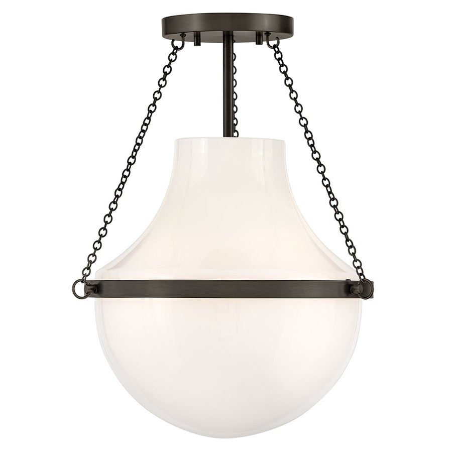 Hinkley Collins 1Lt 18" Semi-Flush Mount, Black Oxide/Cased Opal