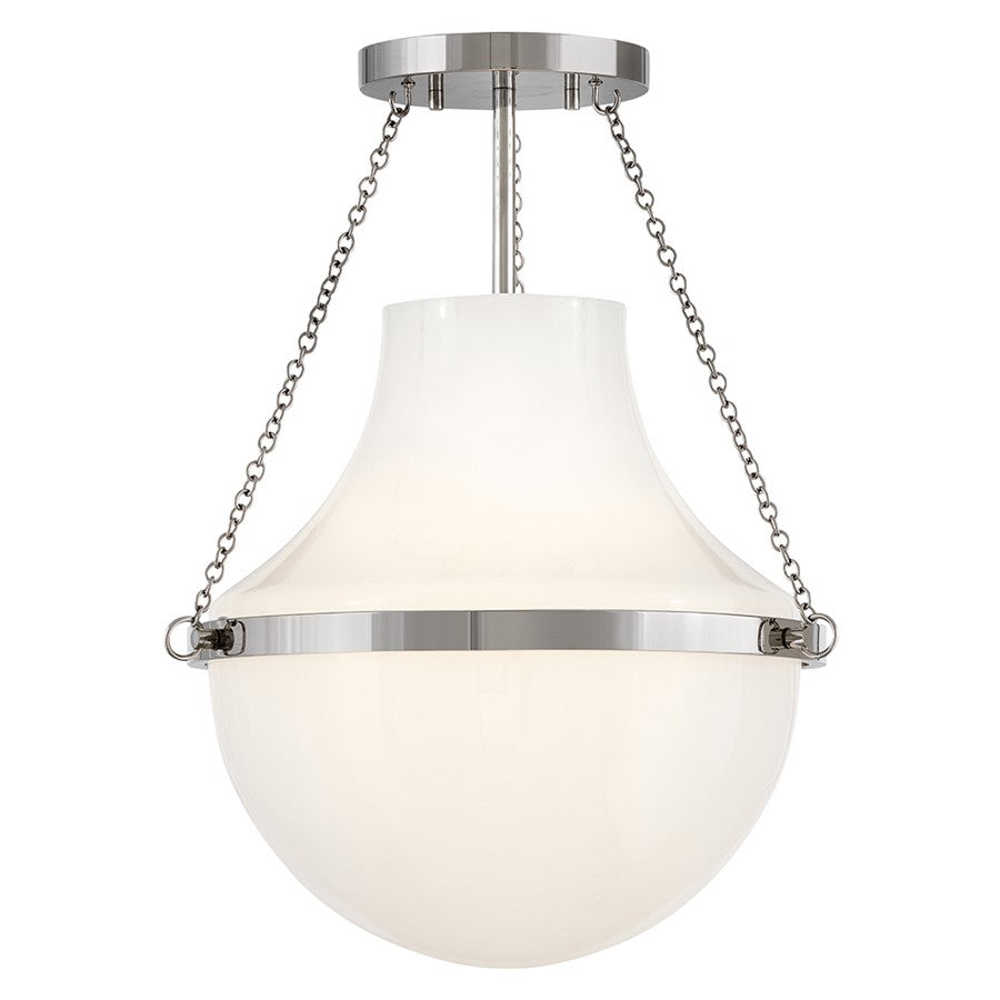 Hinkley Lighting Collins 1Lt 18" Semi-Flush Mount, Nickel/Cased Opal