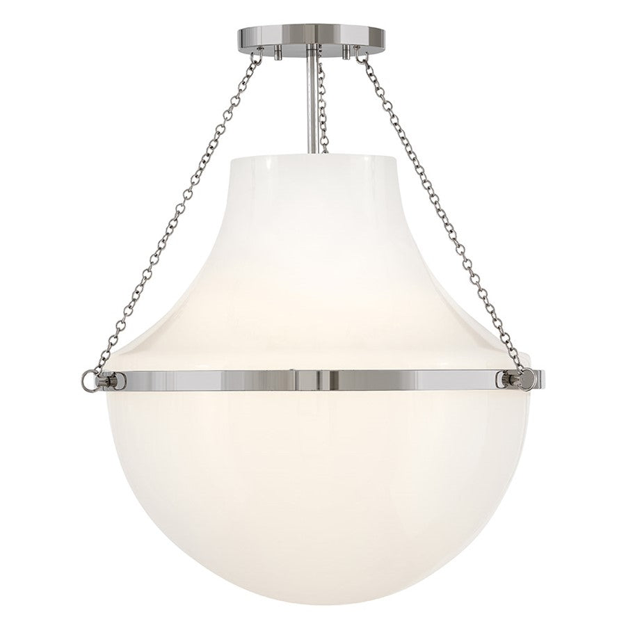 Hinkley Lighting Collins 1Lt 23" Semi-Flush Mount, Nickel/Cased Opal