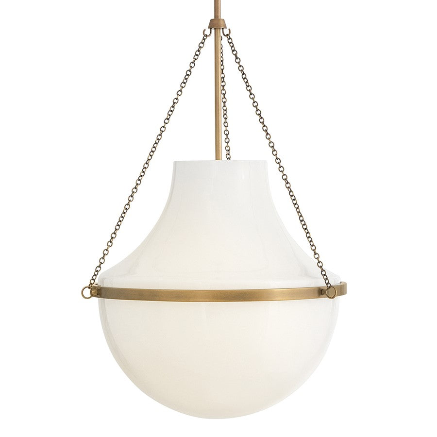 Hinkley Lighting Collins 1Lt 28" Pendant, Heritage Brass/Cased Opal - 46894HB