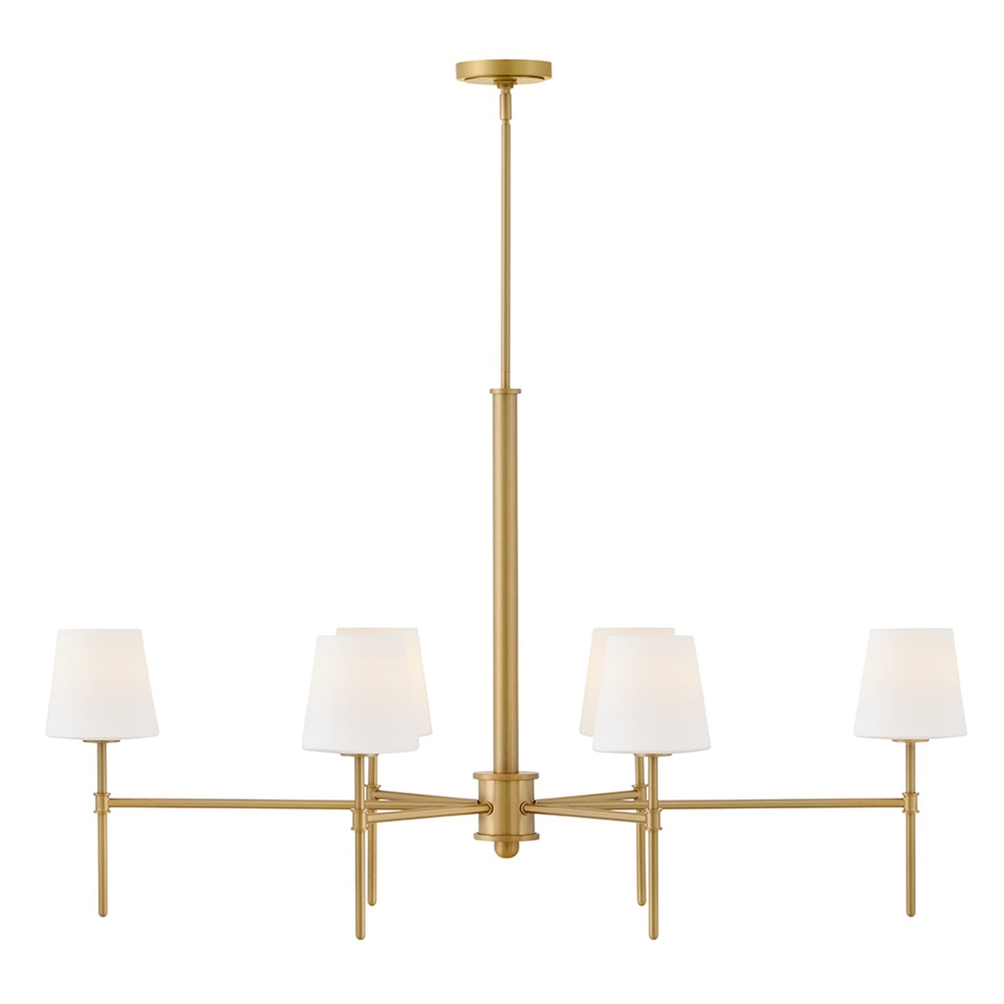 Hinkley Saunders 30in 6-Light Chandelier | Transitional Lacquered Brass Steel and Etched Opal Glass | Dining Room & Living Room | 30 x 30 | Model 46954LCB