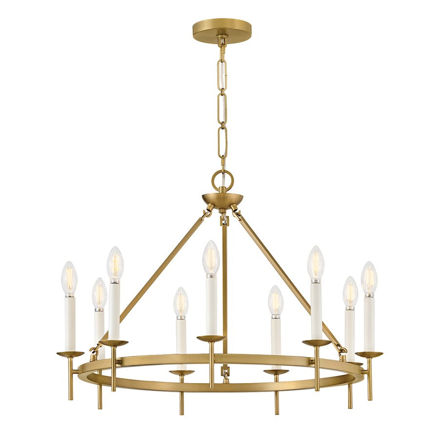 Hinkley Lighting Copley 9Lt 28" Ring Chandelier, Lacquered Brass - 47475LCB