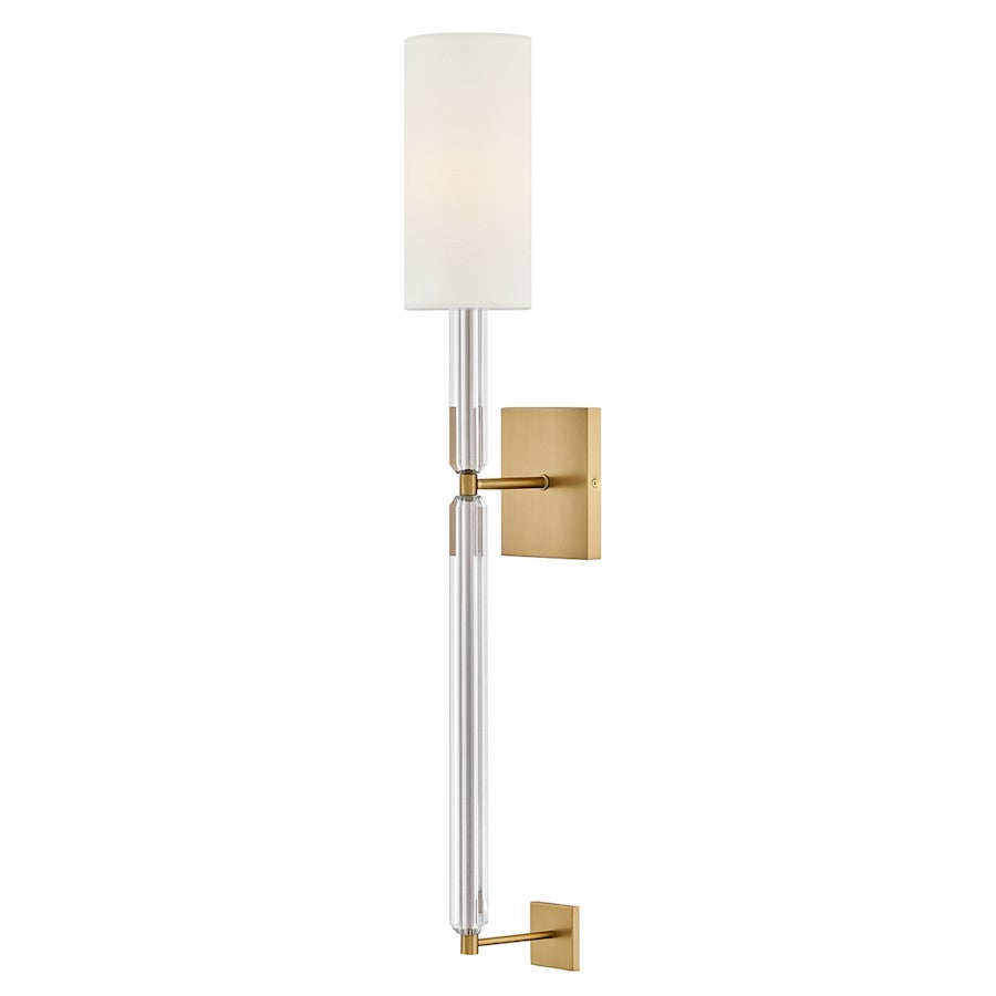Hinkley Lighting Anika 1Lt 7" Sconce, Lacquered Brass/White Linen - 47610LCB