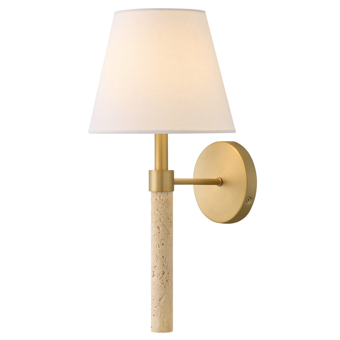 Hinkley Bruna 17.5in 1-Light Wall Sconce | Transitional Lacquered Brass Steel and Off-White Fabric Shade | Living Room & Bedroom Accent | Model 47720LCB