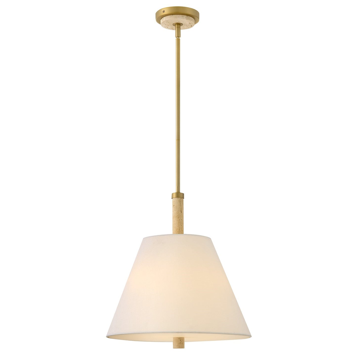 Hinkley Bruna 17.5in 3-Light Pendant | Transitional Lacquered Brass Steel and Off-White Fabric Shade | Kitchen Island & Dining Room | 16 | Model 47727LCB
