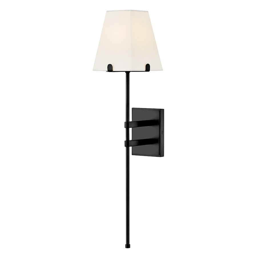 Hinkley Lighting Benton 1 Light Large Sconce, Black/White Linen - 48270BK