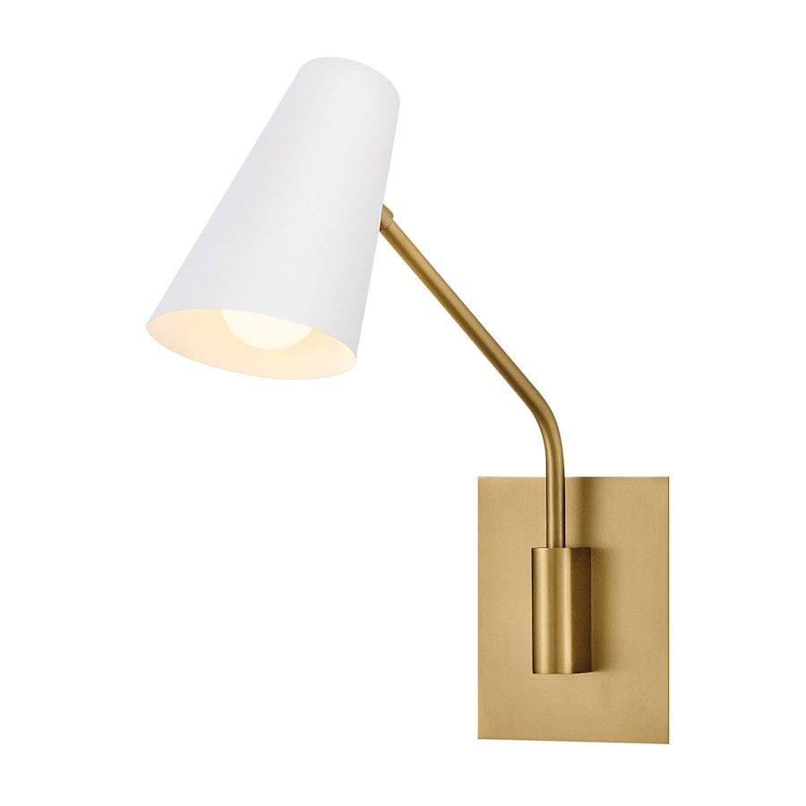 Hinkley Lighting Bray 1Lt Swing Arm Sconce, Brass/Chalk White - 48310LCB-CI