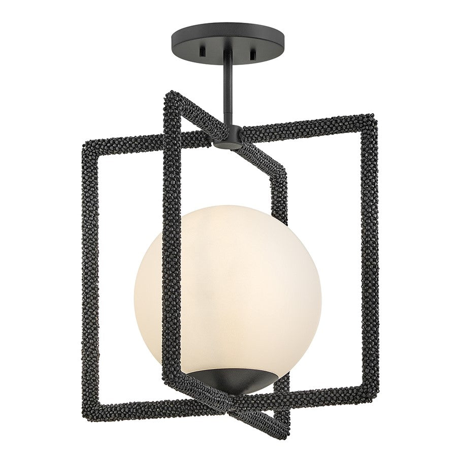 Hinkley Keona 1Lt Convertible Semi-Flush Mount, BKO/Etched Opal - 48511PBO