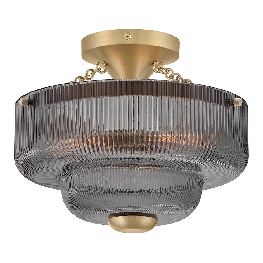 Hinkley Lighting Adella 3Lt Semi-Flush Mount, Lacquered Brass/Smoke - 48571LCB-SM