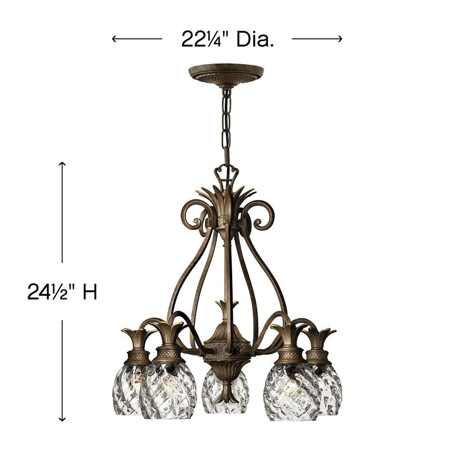 Hinkley Plantation 5 Light Chandelier Downlight Foyer, Pearl Bronze