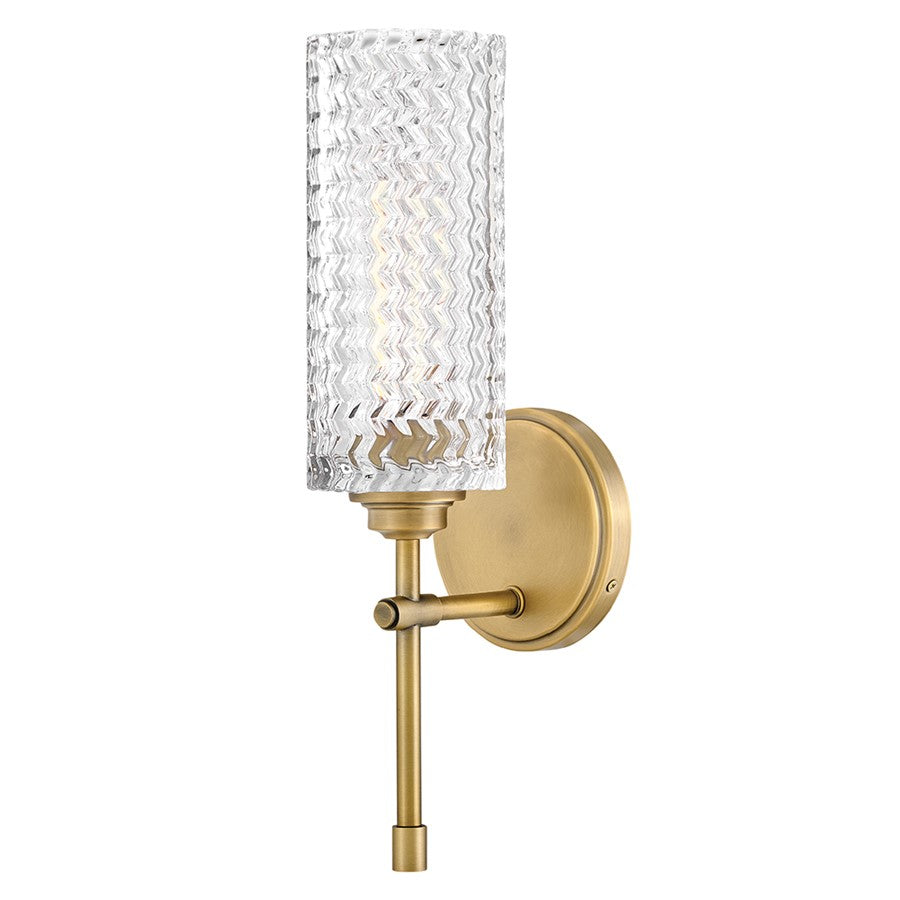 Hinkley Lighting Elle 1 Light Sconce, Heritage Brass/Clear Chevron - 5045HB