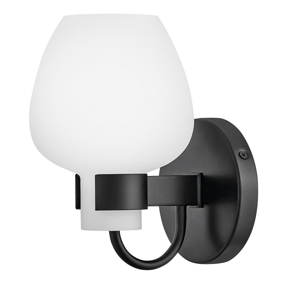 Hinkley Lighting Sylvie 1 Light Sconce, Black/Etched Opal - 50950BK
