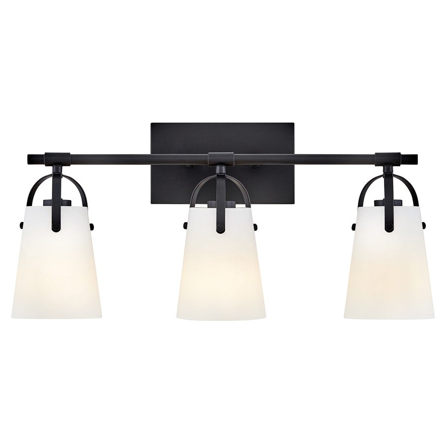 Hinkley Lighting Foster 3 Light Vanity, Black/Etched Opal - 5133BK-OP