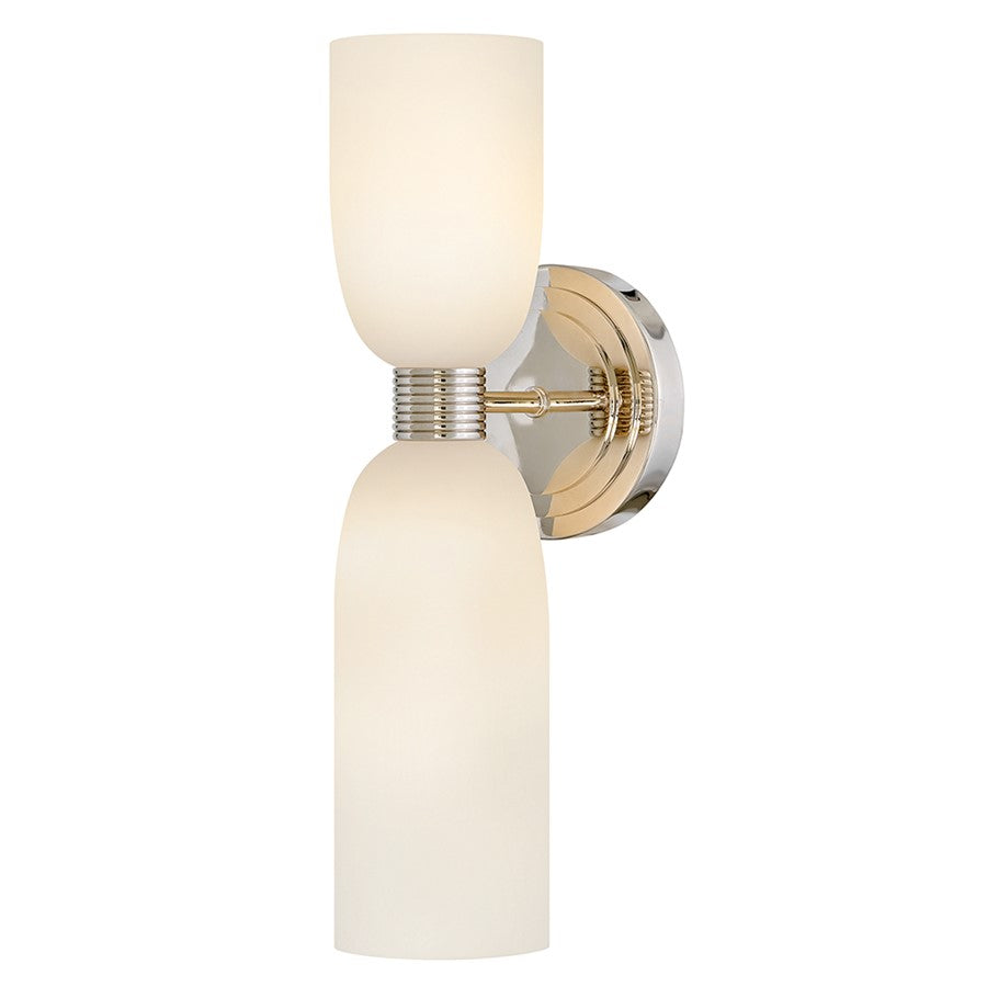 Hinkley Lighting Tallulah 2Lt Sconce, Polished Nickel/Etched Opal - 52960PN-LL