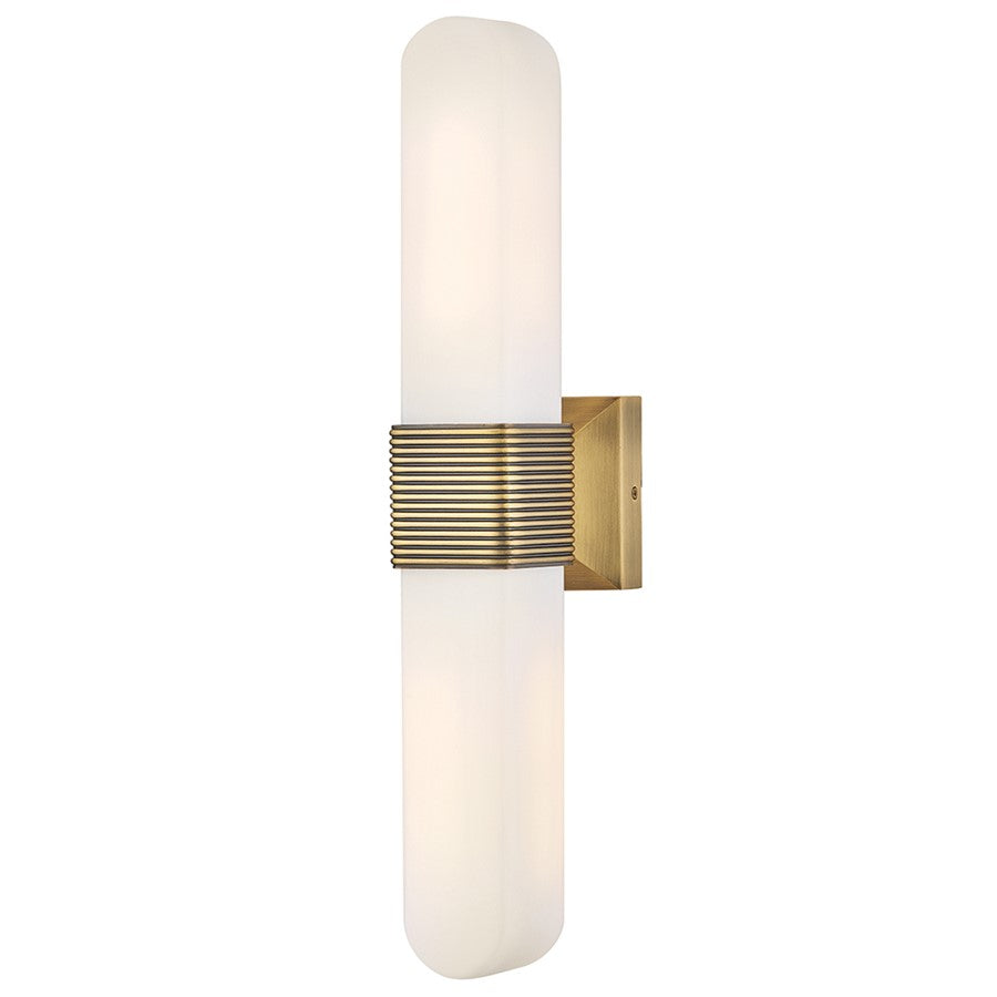 Hinkley Lighting Cotes 2Lt LED Sconce, Lacquered Brass/Etched Opal - 55182LCB