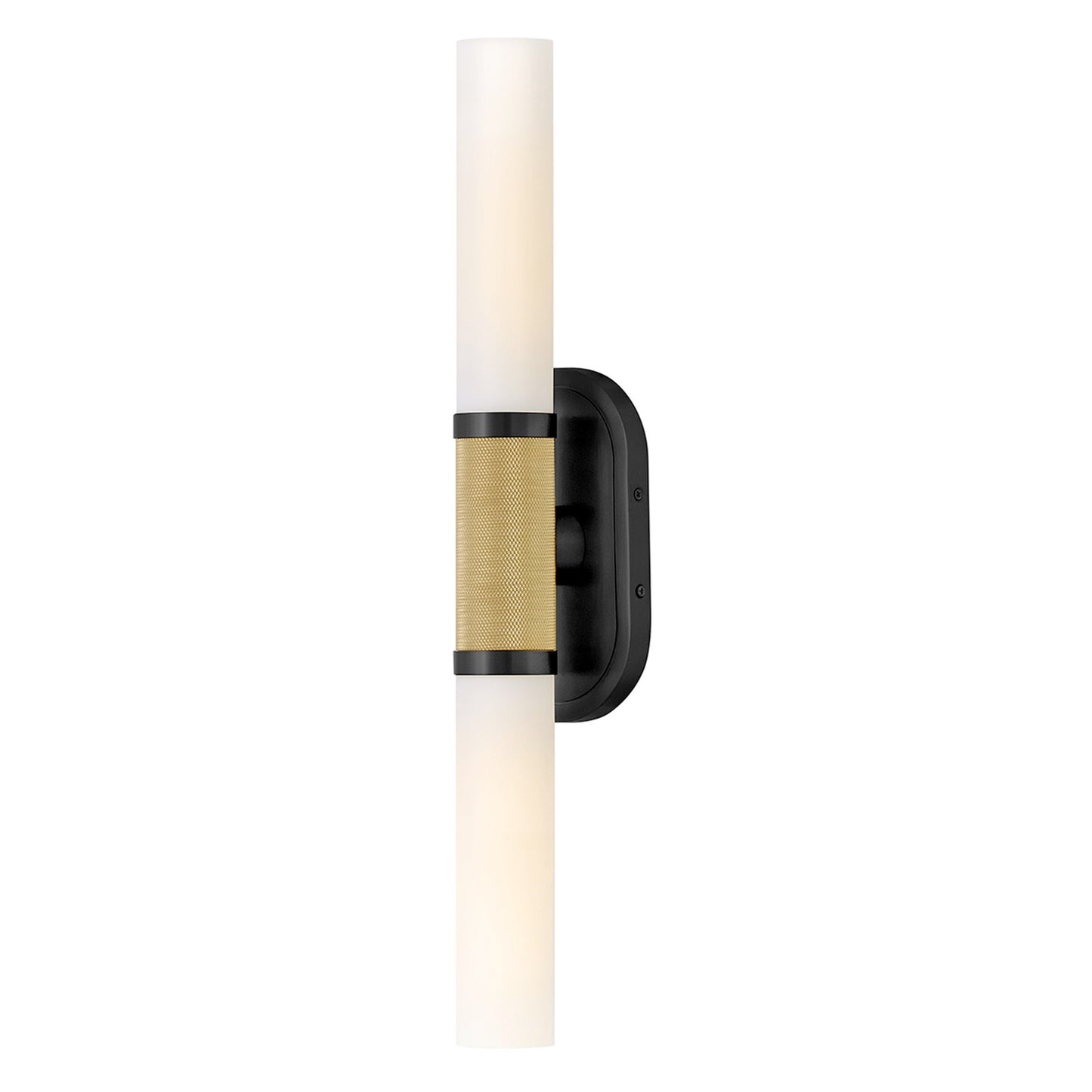 Hinkley Thayer 24.5in 2-Light Bath Vanity Light | Transitional Lacquered Brass Steel and Etched Opal Glass | Bathroom Vanity & Powder | Model 56882LCB-BK
