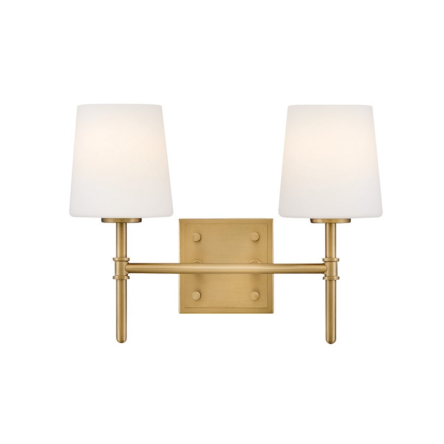 Hinkley Lighting Saunders 2 Light Small Vanity, Lacquered Brass - 56952LCB