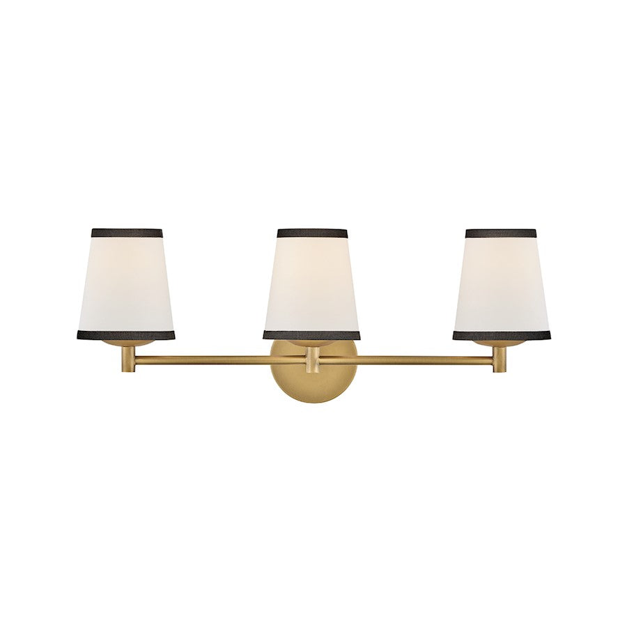 Hinkley Lighting Sonia 3Lt 8" Vanity, Brass/Off-White Linen - 57053LCB-OW