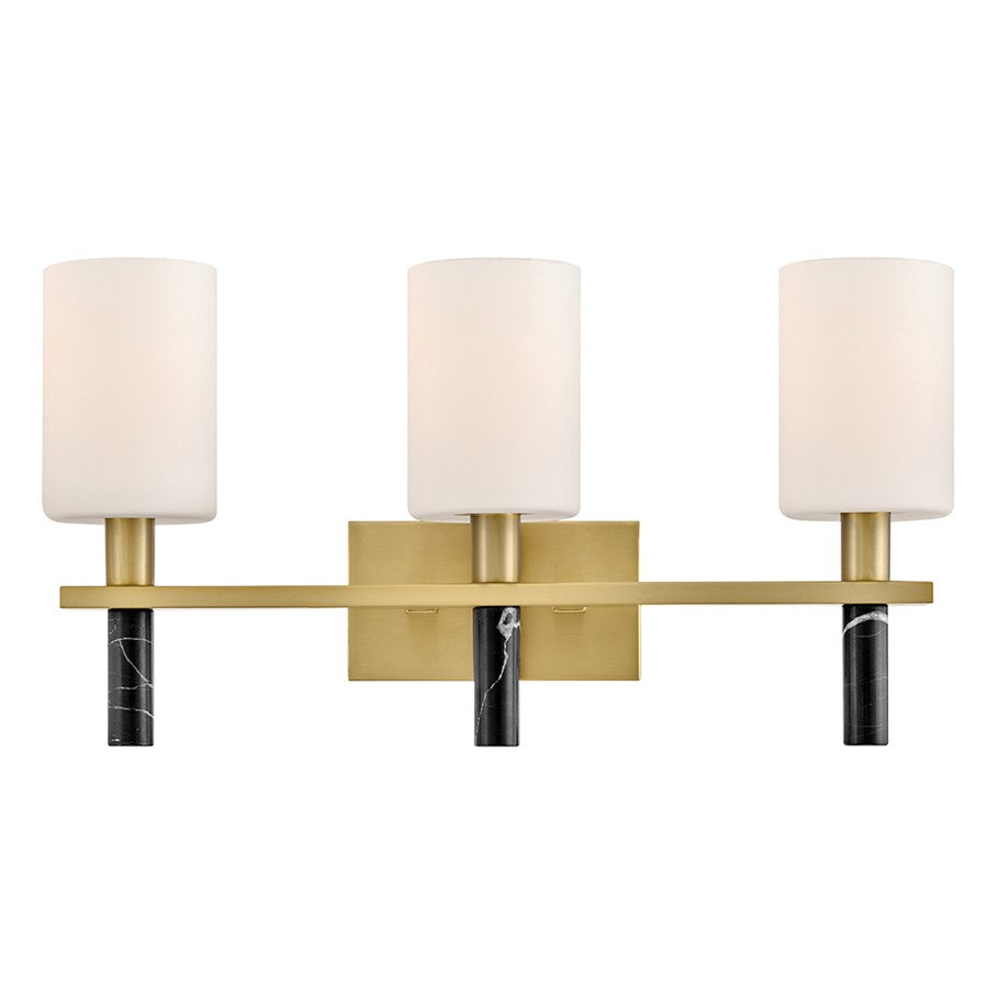 Hinkley Lighting Turin 3 Light Vanity, Lacquered Brass/Etched Opal - 57423LCB