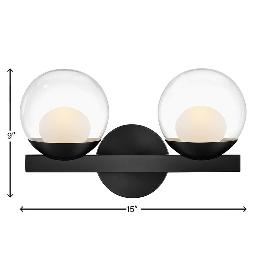 Hinkley Lighting Sunni 2 Light Vanity, Black/Clear Dome
