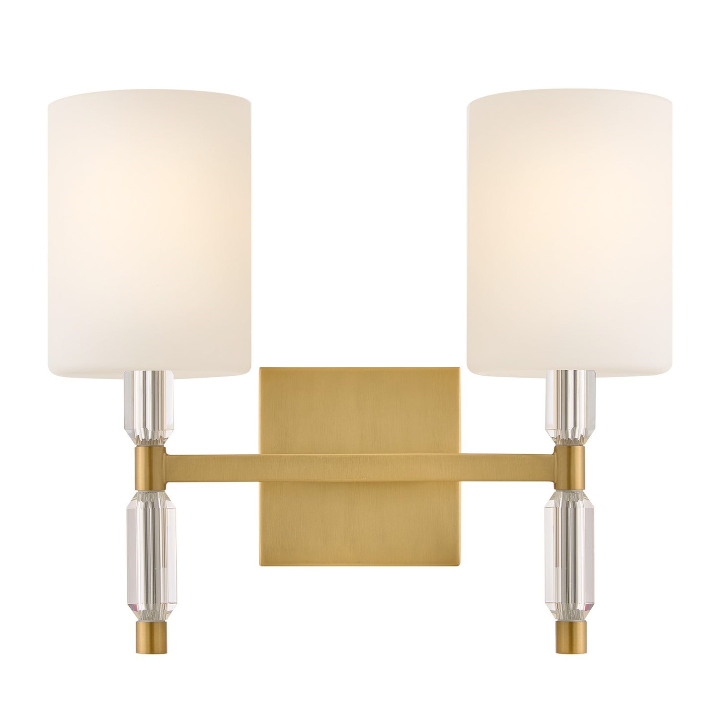 Hinkley Anika 12in 2-Light Bath Vanity | Transitional Lacquered Brass Steel and Etched Opal Glass | Bathroom & Powder Room | 6 x 14 x 12 | Model 57612LCB