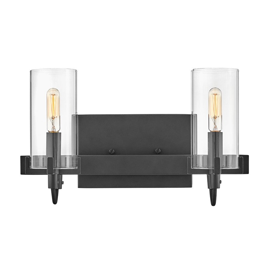 Hinkley Lighting Ryden 2 Light Vanity, Black/Clear - 58062BK