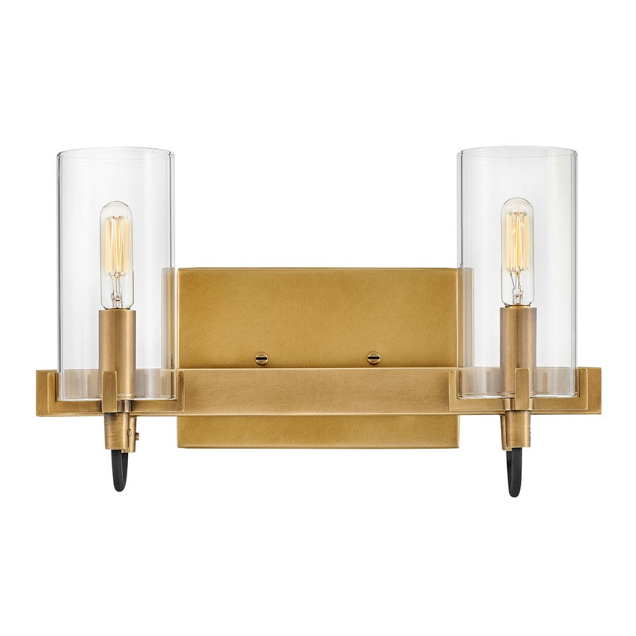 Hinkley Lighting Ryden 2 Light Vanity, Heritage Brass/Clear - 58062HB