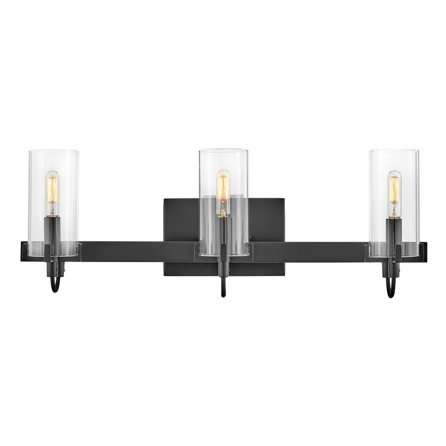 Hinkley Lighting Ryden 3 Light Vanity, Black/Clear - 58063BK