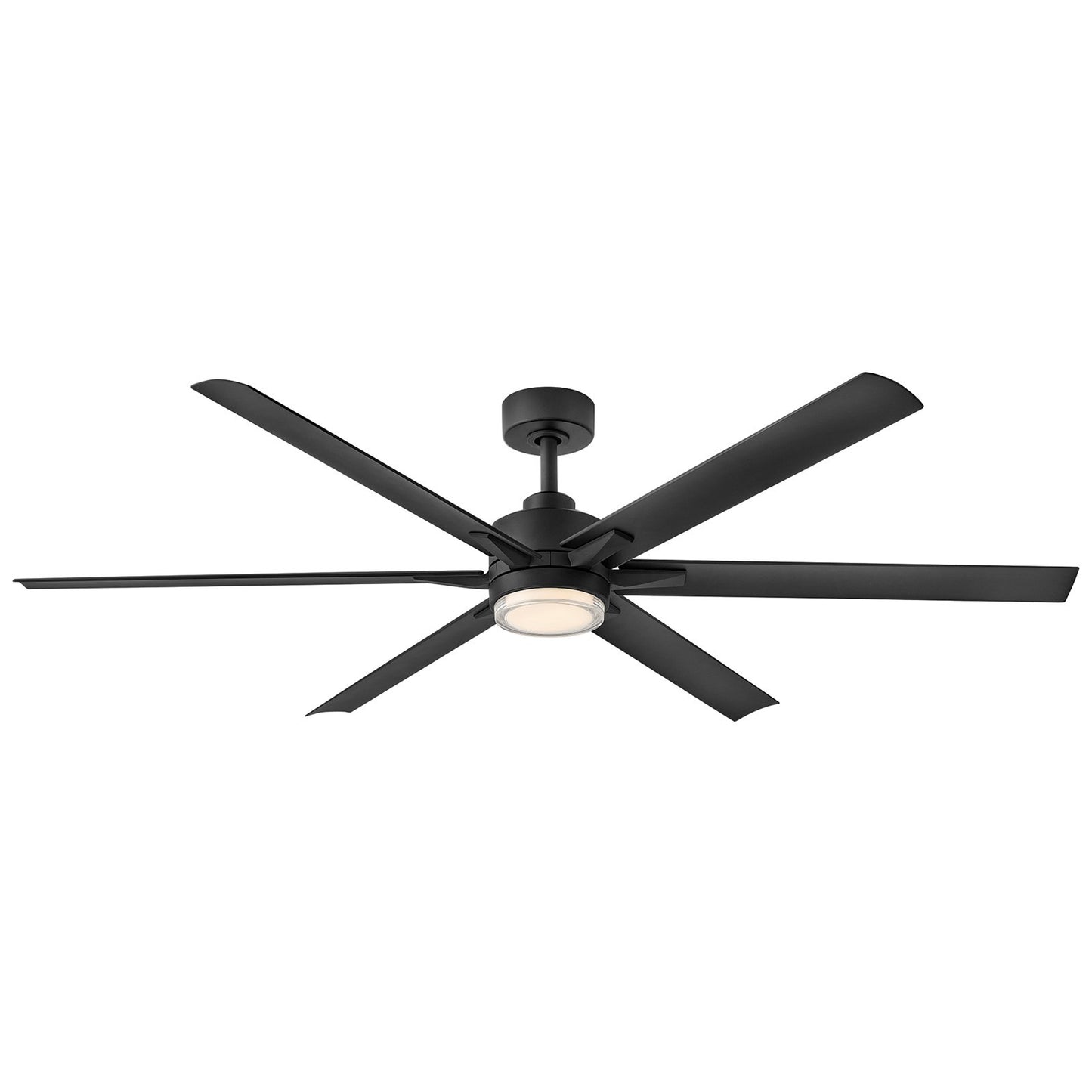 Hinkley Valor 66in 6-Blade LED Smart Ceiling Fan | Modern Industrial Matte Black Composite and White Acrylic Glass | Covered Patio & | Model 910566FMB-LWD