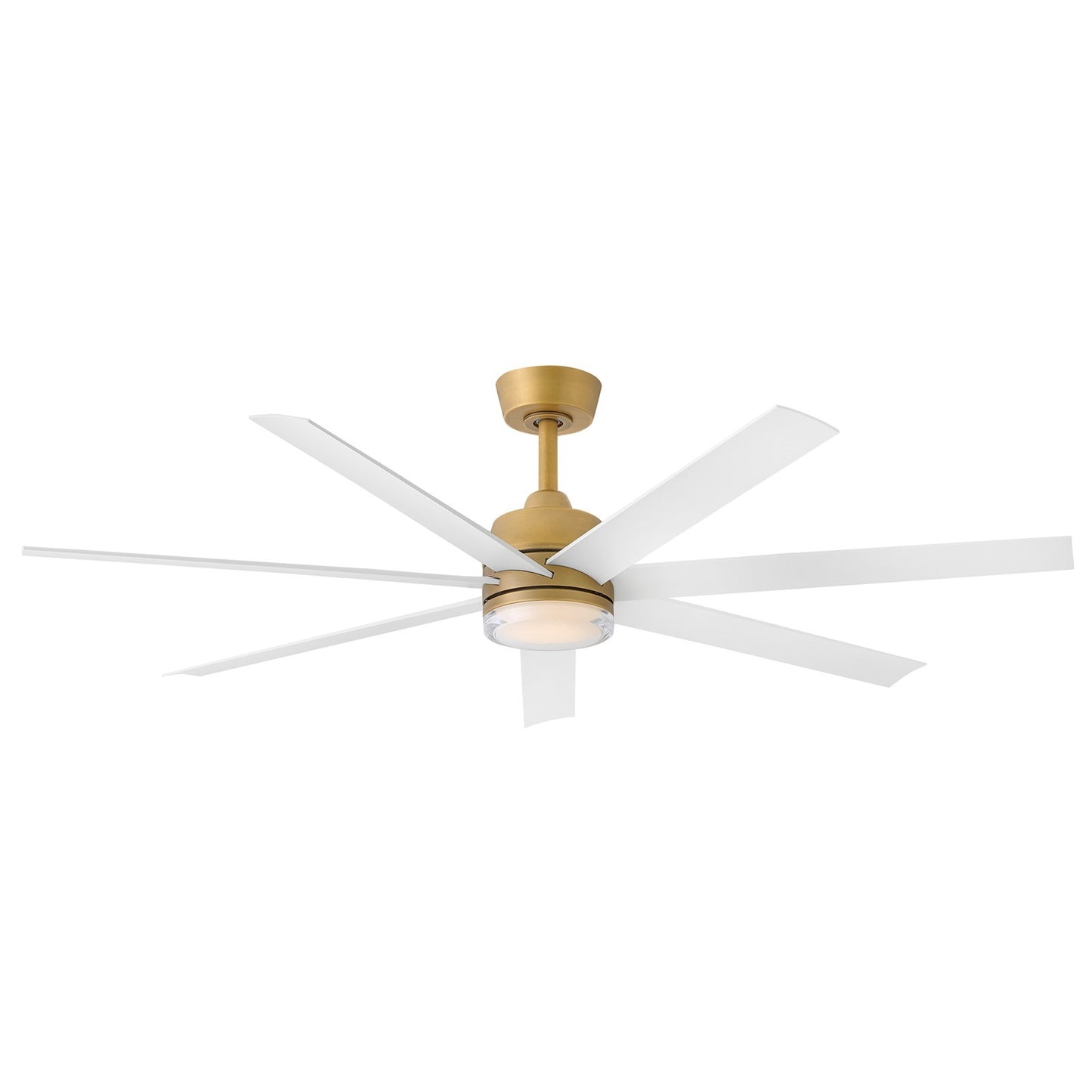 Hinkley Current 56in LED Smart Ceiling Fan | Transitional Heritage Brass Steel and Matte White Composite Blades | Covered Patio & | Model 910656FHB-LDD