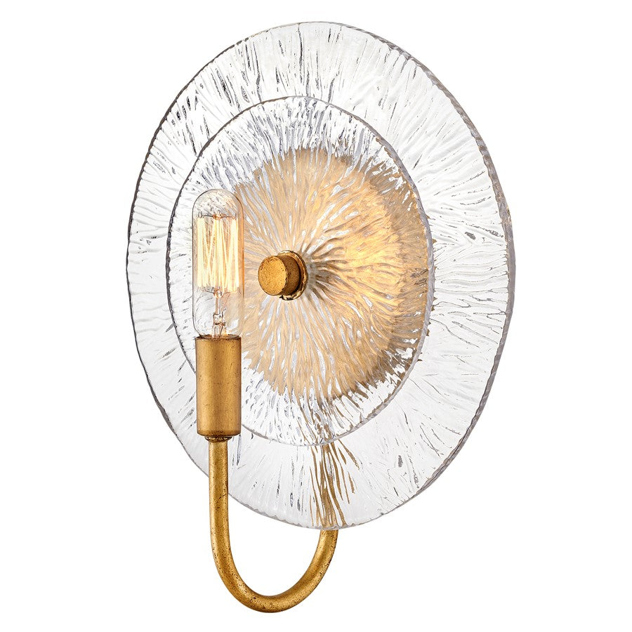 Fredrick Ramond Rene 1Lt Wall Mount, Distressed Brass/Clear Pressed - FR30120DA