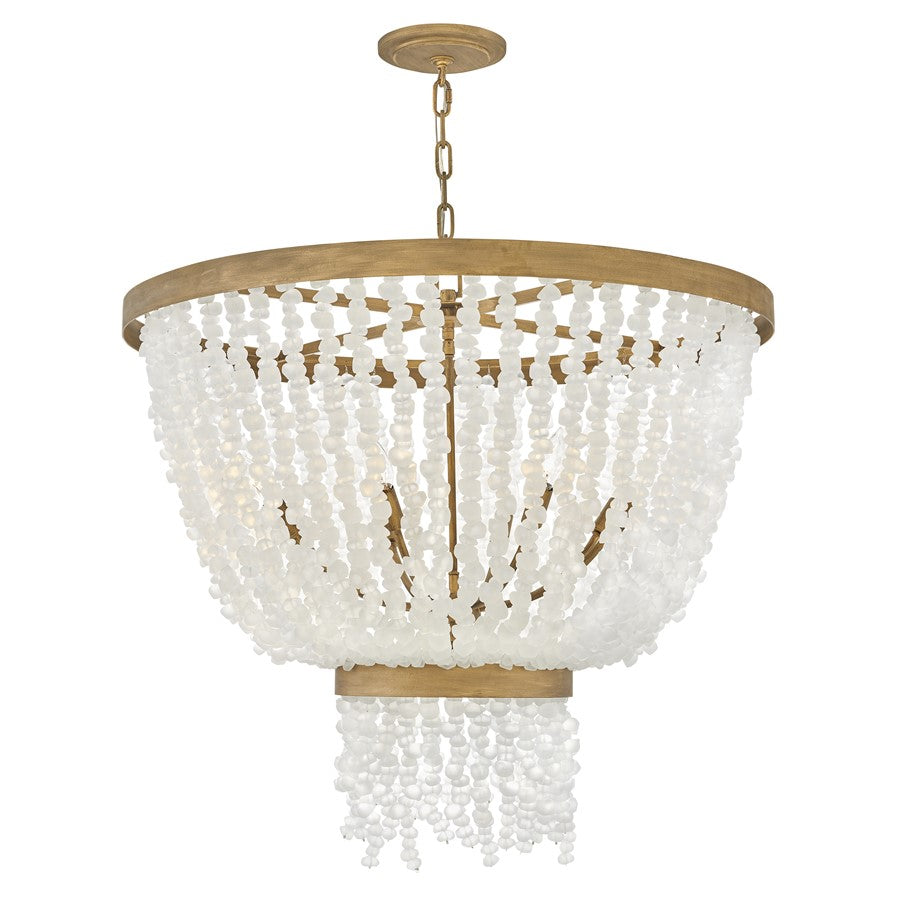 Fredrick Ramond Dune 8Lt Chandelier, Gold/Soft White Sea Glass - FR30205BNG