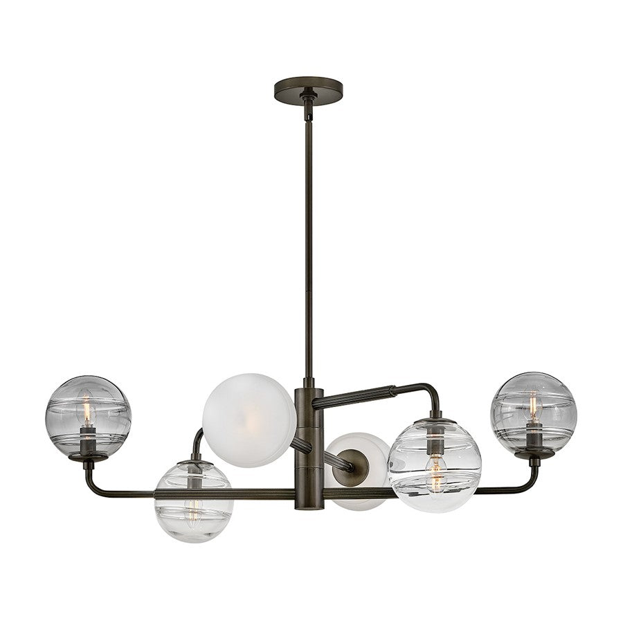 Hinkley Oberon 6Lt Chandelier, Black Oxide/Multi-Colored Swirl - FR30506BX