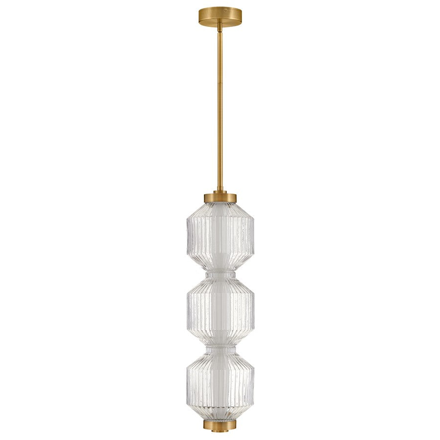 Fredrick Ramond Reign LED Pendant, Lacquered Brass/Clear Ribbed - FR41467LCB