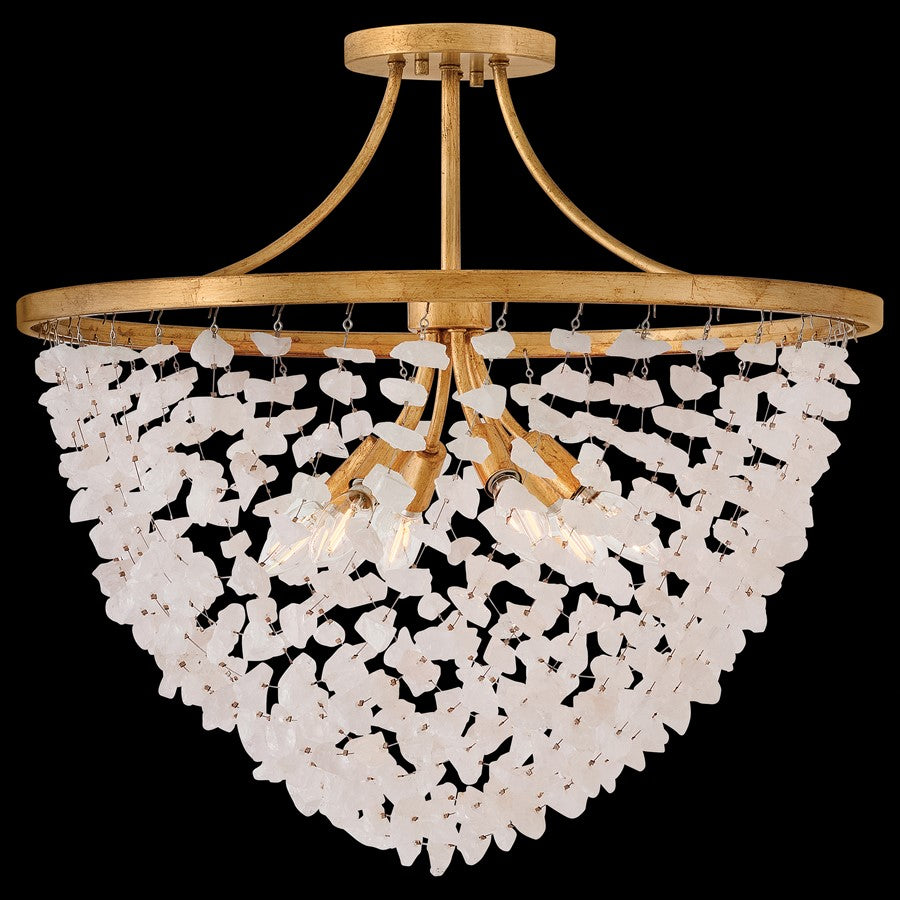 Fredrick Ramond Myra 6Lt 24" Semi-Flush Mount, Brass/Rock Crystal