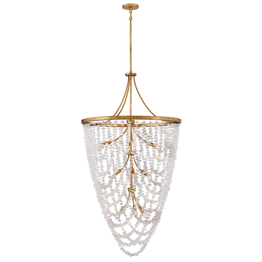 Fredrick Ramond Myra 12 Light Medium Chandelier, Distressed Brass - FR41598DA