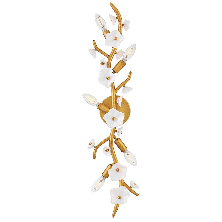 Fredrick Ramond Azalea 5Lt Wall Mount, Brass/Clear White Inside - FR41632DA