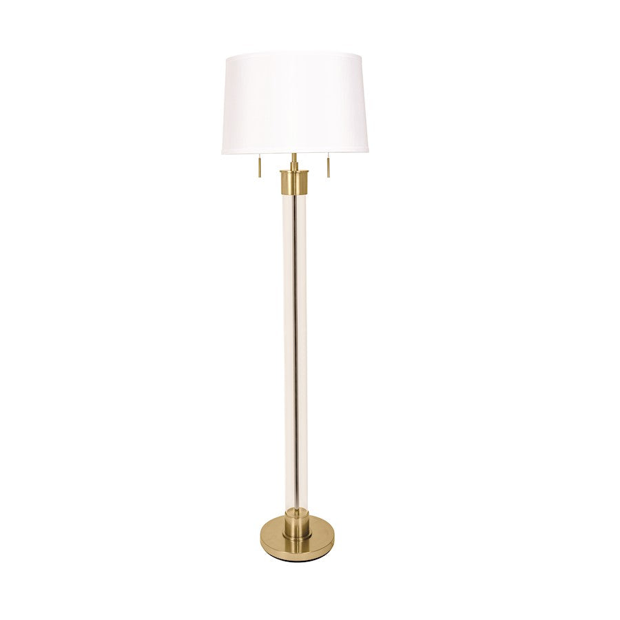 House Of Troy Caspian Brushed Brass Glass Tube Floor Lamp/Hardback