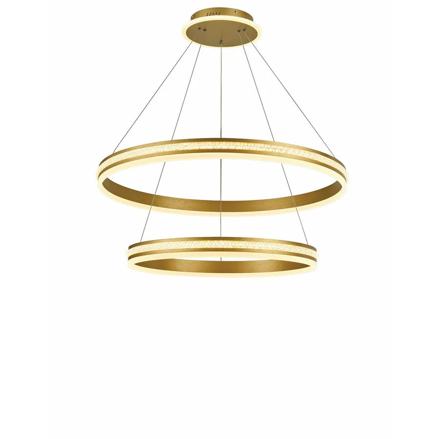 Thumprints Aurora 2 Light Dining Chandelier, Brushed Gold