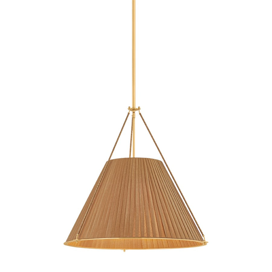 Hudson Valley Lighting Sunside 4 Light Pendant, Aged Brass/Silk - 1144-AGB