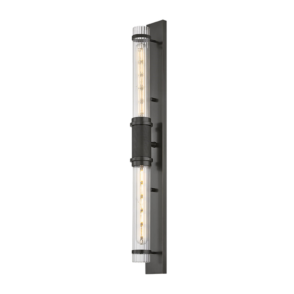 Hudson Valley Shaw 27in 2-Light Wall Sconce | Art Deco Old Bronze and Clear Optic Glass | Bedroom & Bathroom | 2.5 x 26.5 in | Model 1273-OB
