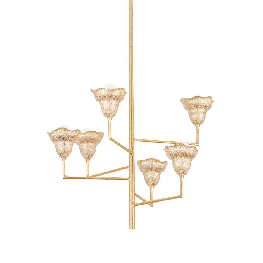 Hudson Valley Alora 6Lt Chandelier, Gold Leaf/Gilded Ivory - 1286-VGL-GLI